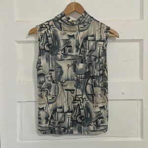Gorgeous y2k Picasso Blue+Black Graphic Top